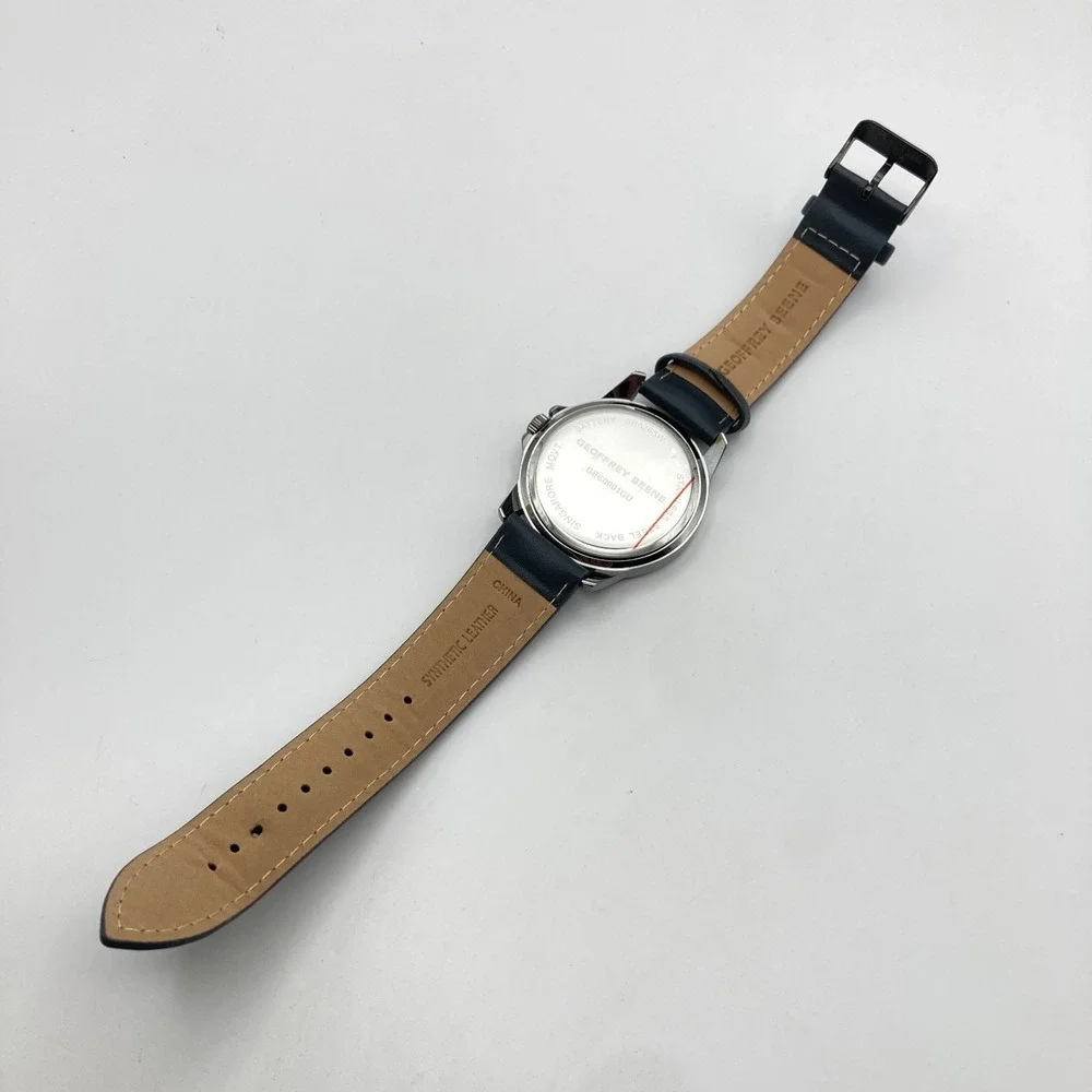 Geoffrey Beene Men's Watch 43mm Black Diamond Gray Band New Battery 10